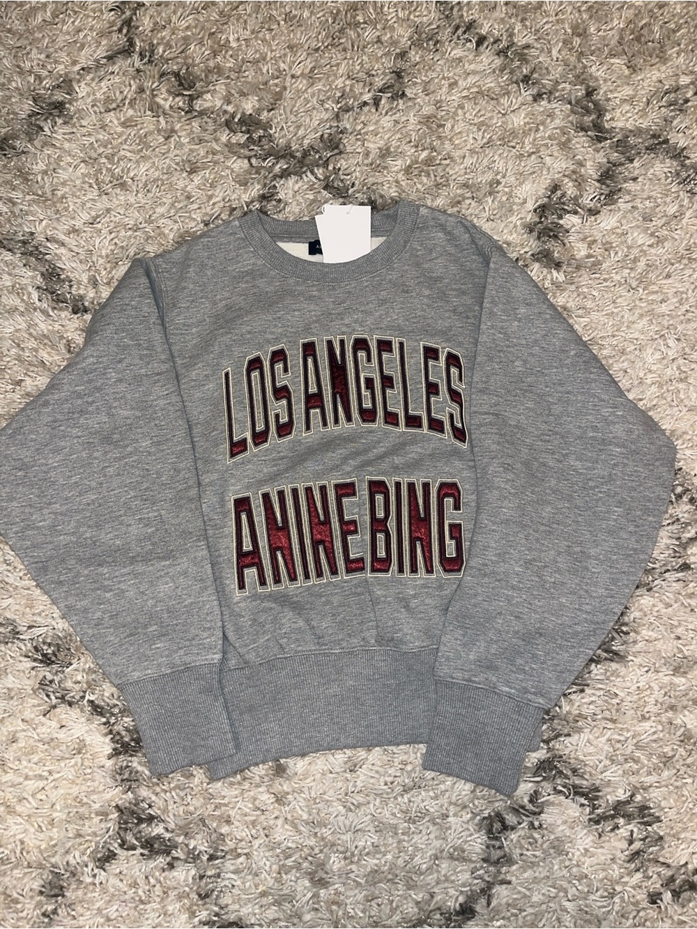 Anine Bing Harry Shrunken sweatshirt. LA. Medium heather grey. Size xs. New.
